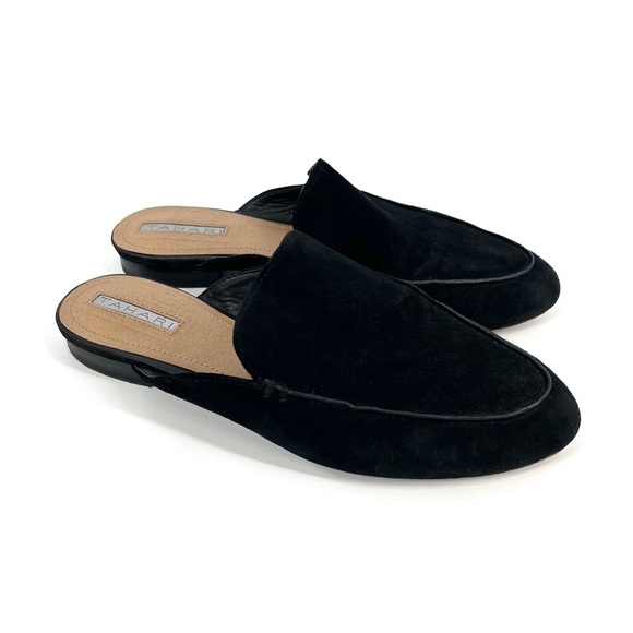 Tahari Shoes - Tahari Black Leather Suede Almond Mules